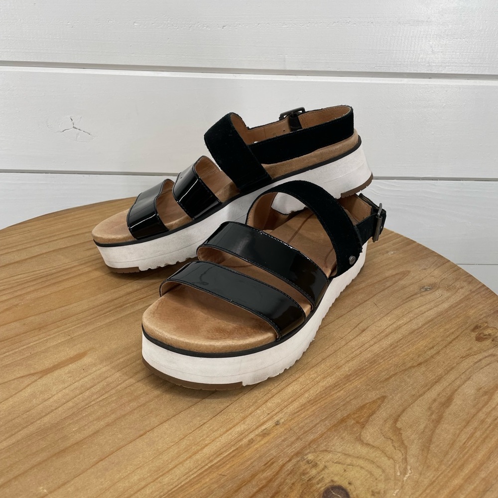 UGG Black and White Women's Sandals - Picture 3 of 12